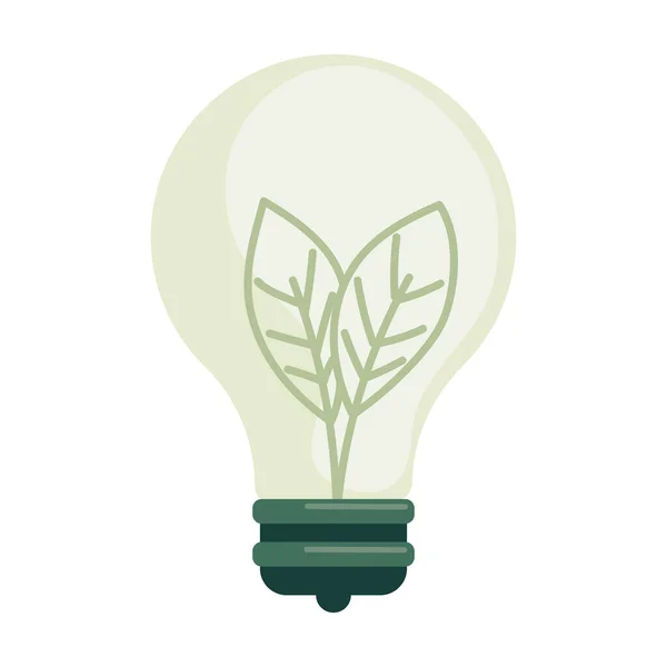 Green Bulb Leafs Icon — Stock Vector