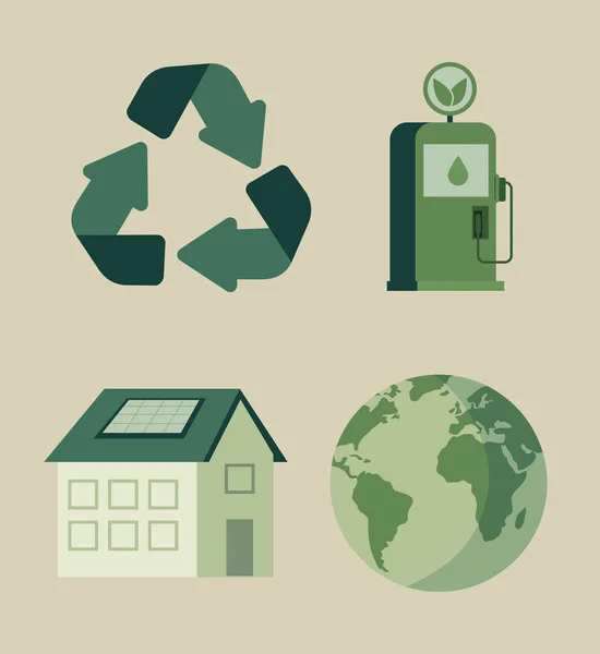 Four Eco Friendly Set Icons — Stock Vector