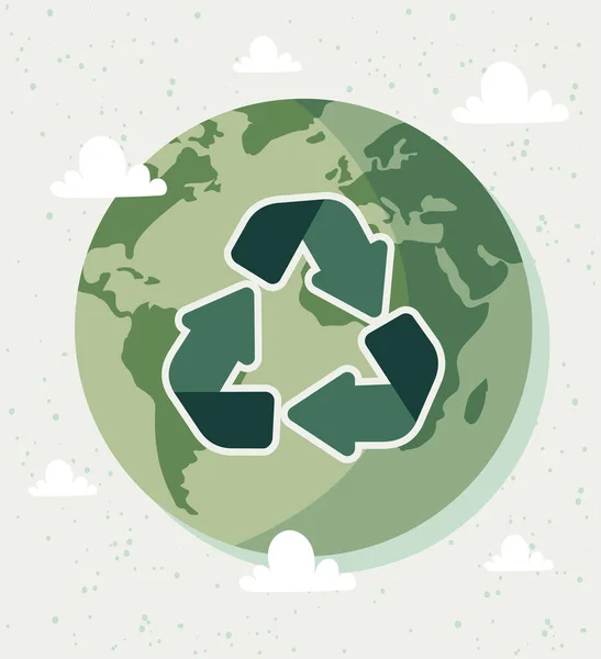 Recycleer Pijlen Aarde Planeet Icoon — Stockvector