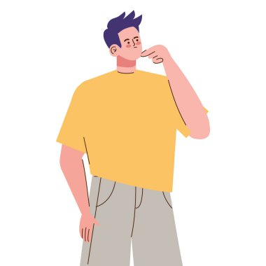 Sarı tişörtlü adam.