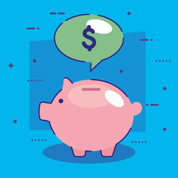 Piggy Dollar Bubble Icons — Stock Vector