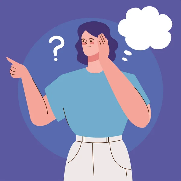 Mujer Con Carácter Signo Interrogación — Vector de stock