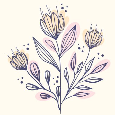 üç çiçek bahçesi çizim stili simgesi