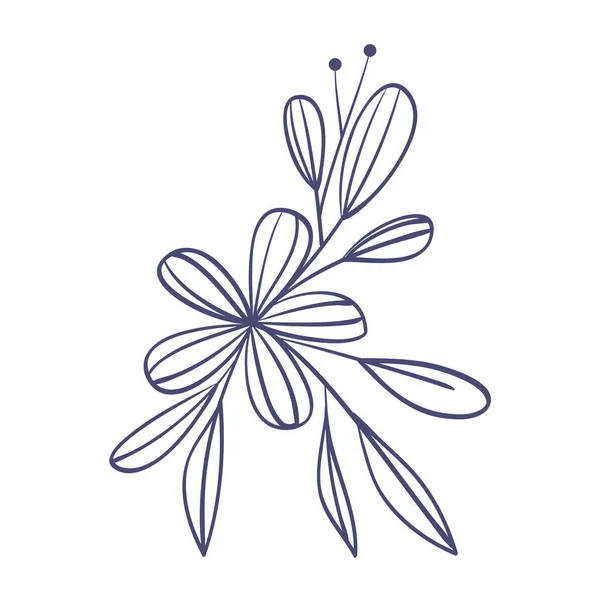 Blomma Med Blad Skiss Stil Ikon — Stock vektor