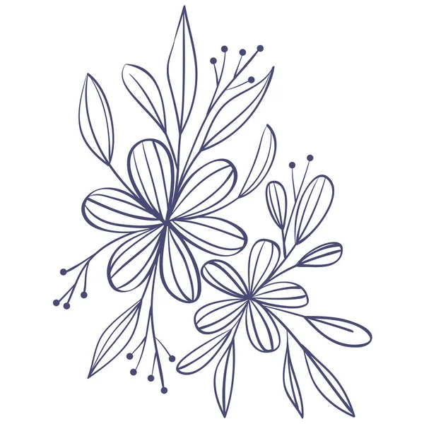 Flowers Leaves Sketch Icon — Stock Vector