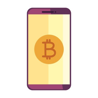 Akıllı telefon ekommerce simgesinde bitcoin