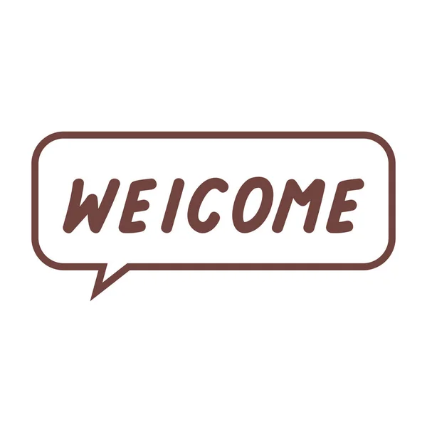 Welcome Lettering Speech Bubble Icon - Stok Vektor