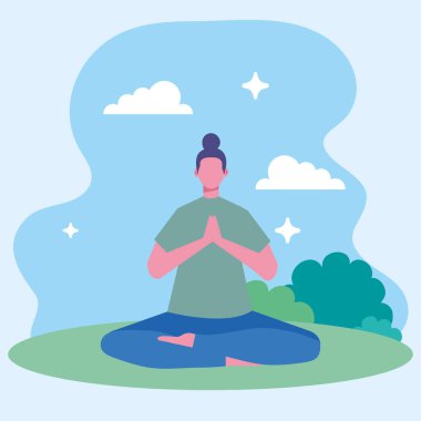 Yoga yapan kadın karakter sahnesi