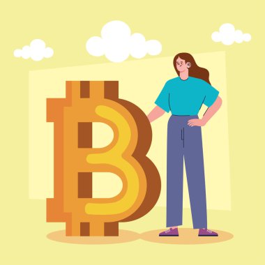 Bitcoin sembolü olan kadın