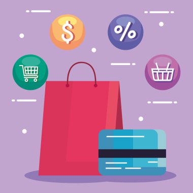 Ecommerce simgeli alışveriş çantası