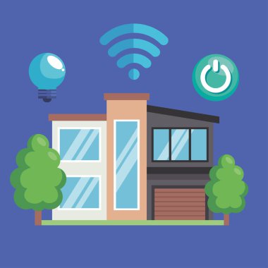 Servis simgelerine sahip akıllı ev teknolojisi