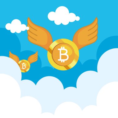 Gökyüzünde uçan bitcoin 'ler