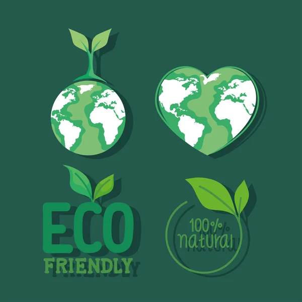 Vier Eco Vriendelijke Set Iconen — Stockvector