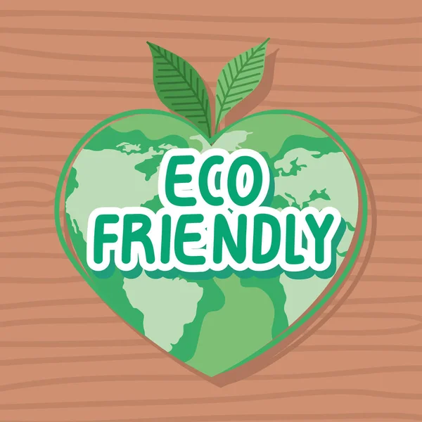 Eco Friendly Lettering Heart Earth Poster — Stock Vector