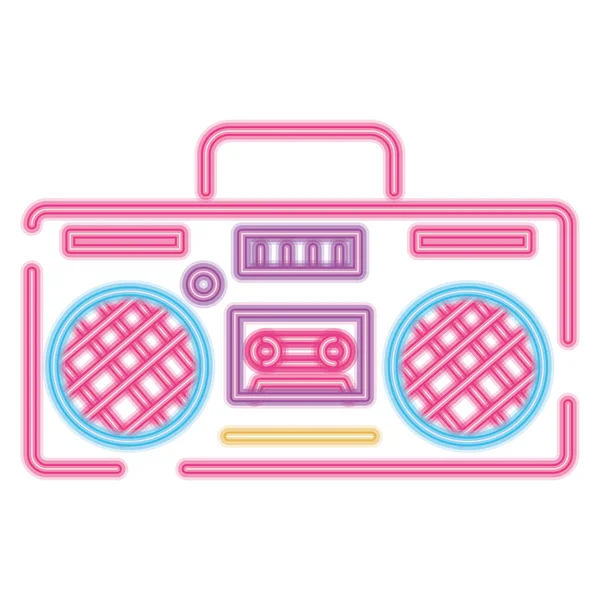 Boombox Lecteur Musique Style Néon — Image vectorielle