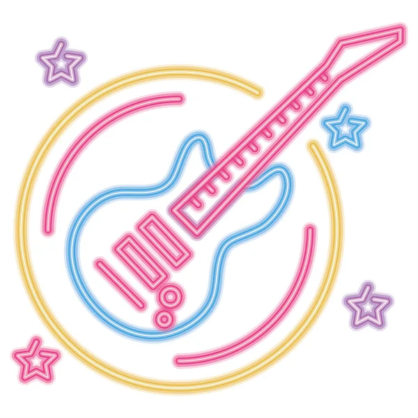 Electric Guitar Instrument Neon Style — Stock Vector