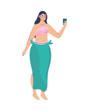 Akıllı telefon karakterli kadın turist