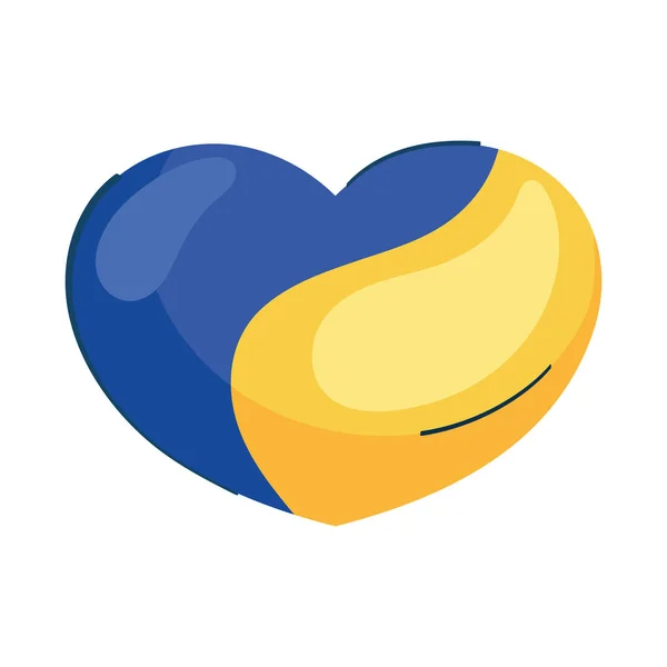 Ukrajnai Zászló Szív Ikon — Stock Vector