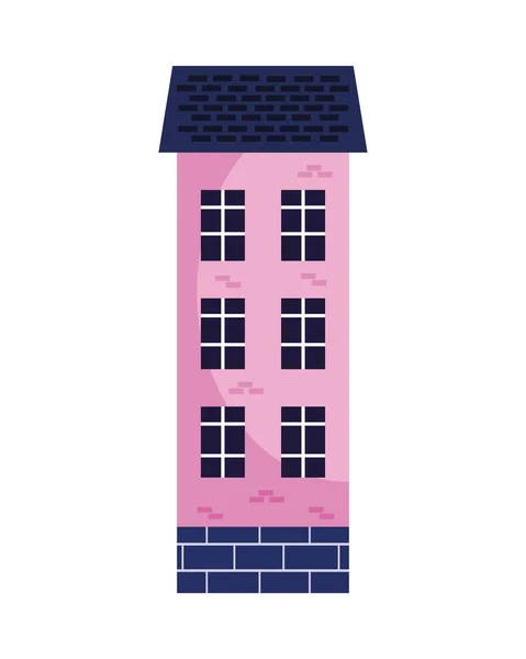 建筑正面粉红立面图标 — 图库矢量图片