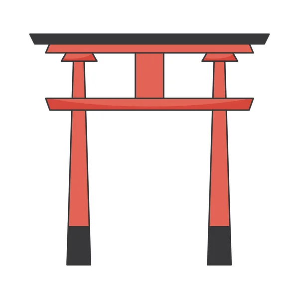 Cultura Japonesa Arco Madera Icono — Vector de stock