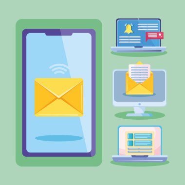 dört e- posta konsept simgesi