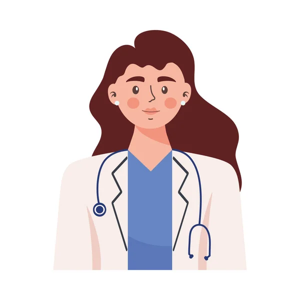 Steteskop Karakterli Kadın Doktor — Stok Vektör