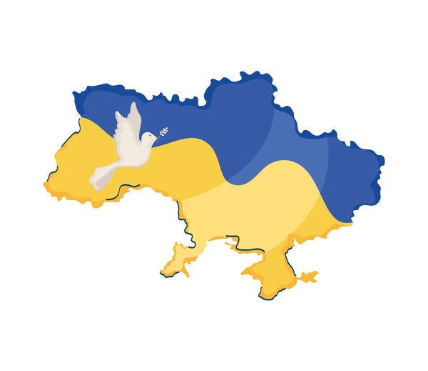 Ukraine Vlag Kaart Pictogram — Stockvector