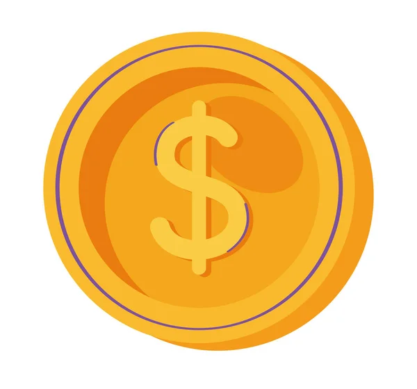 Gyllene Mynt Pengar Dollar Ikon — Stock vektor