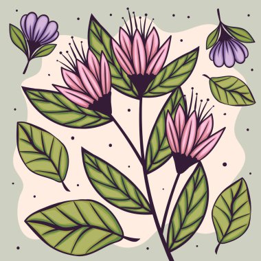 pembe ve mor çiçek bahçesi dekoratifi