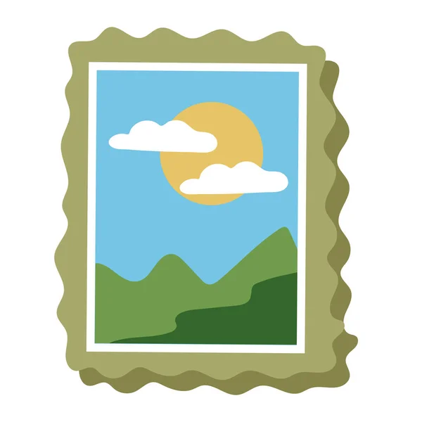 Briefmarke Mit Landschaftspost — Stockvektor