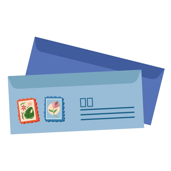 Par Envelopes Azuis Serviço Postal —  Vetores de Stock