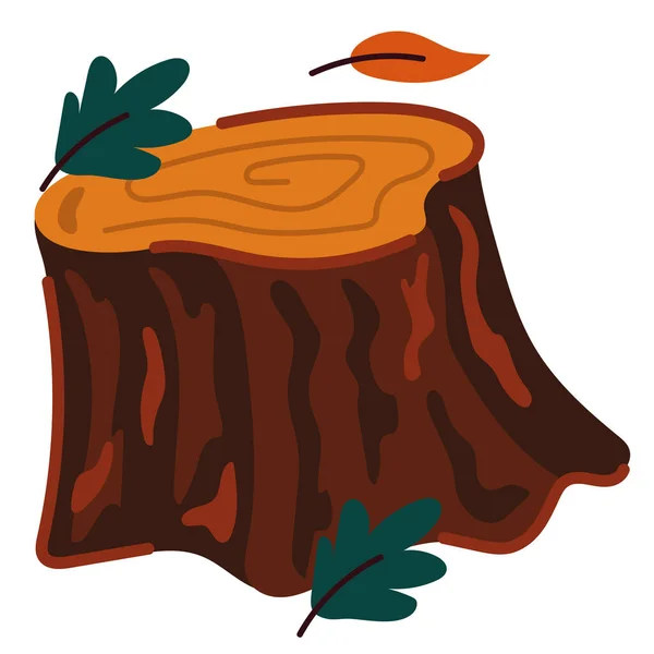 Tronco Árbol Con Hojas Icono Otoño — Vector de stock