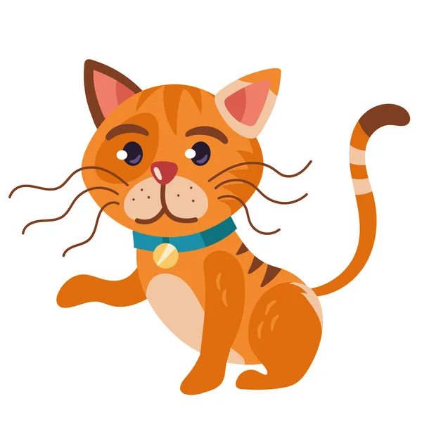 Mignon Chat Animal Drôle Caractère — Image vectorielle