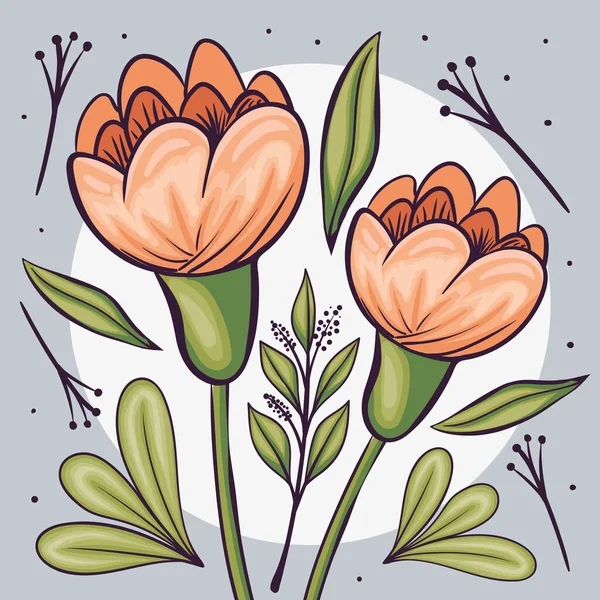 Orange Flowers Garden Pattern Decorative — Stock Vector