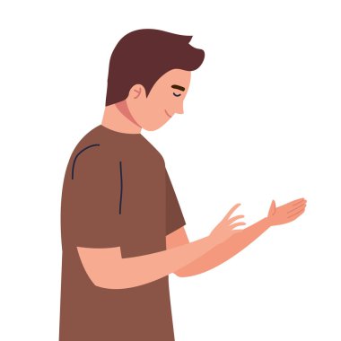 Genç adam yan görünüm karakteri