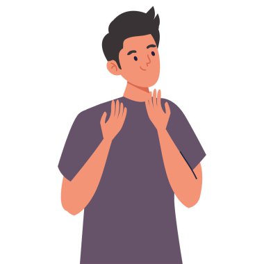 Gri gömlekli genç adam.