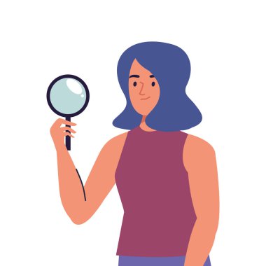 Büyüteç karakterli genç bir kadın.