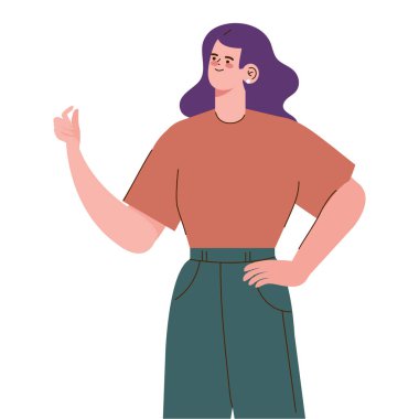 Konuşan genç bir kadın.