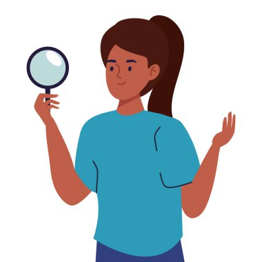 Büyüteç karakterli bir kadın.