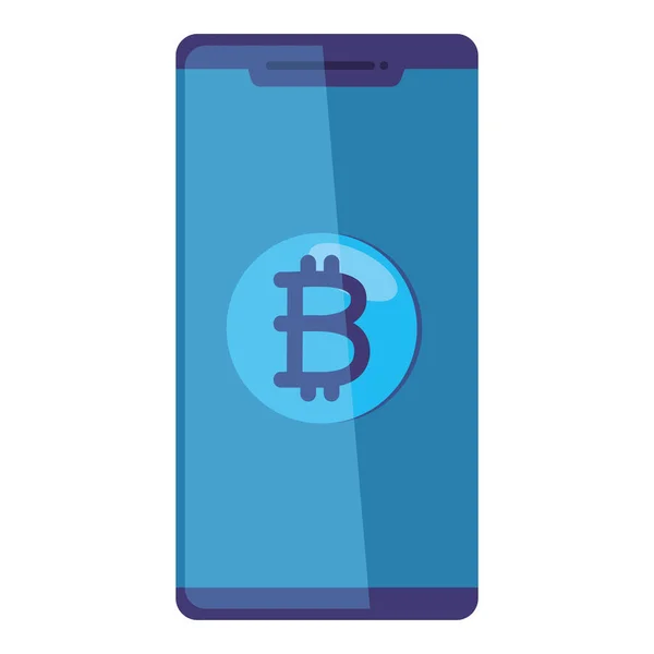 Akıllı Telefon Kripto Para Birimi Simgesinde Bitcoin — Stok Vektör
