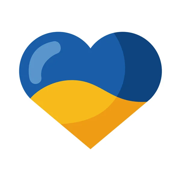 Ukrajnai Zászló Szív Ikon — Stock Vector