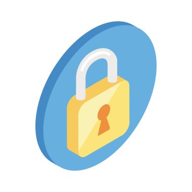 safe secure padlock isometric icon