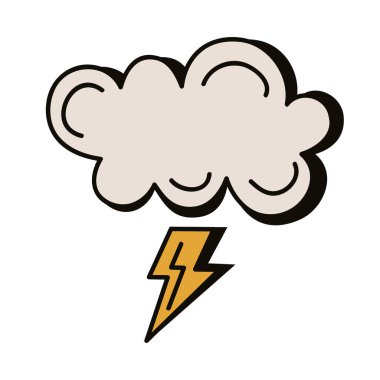 bulut ve ışın retro biçim simgesi