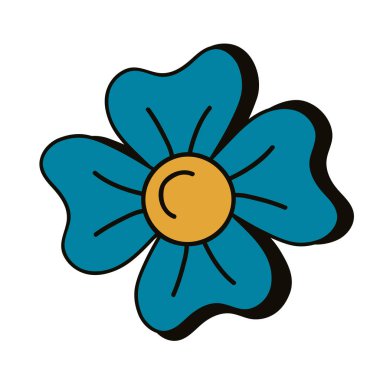 yeşil çiçek retro tarzı renkli simge