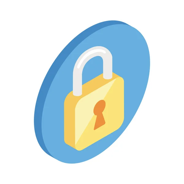 Safe Secure Padlock Isometric Icon — Stock vektor