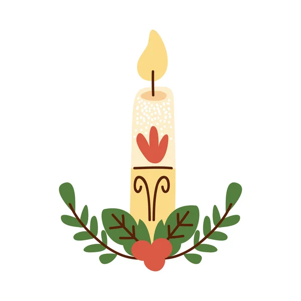 Feliz Navidad Vela Cera Decoración — Vector de stock