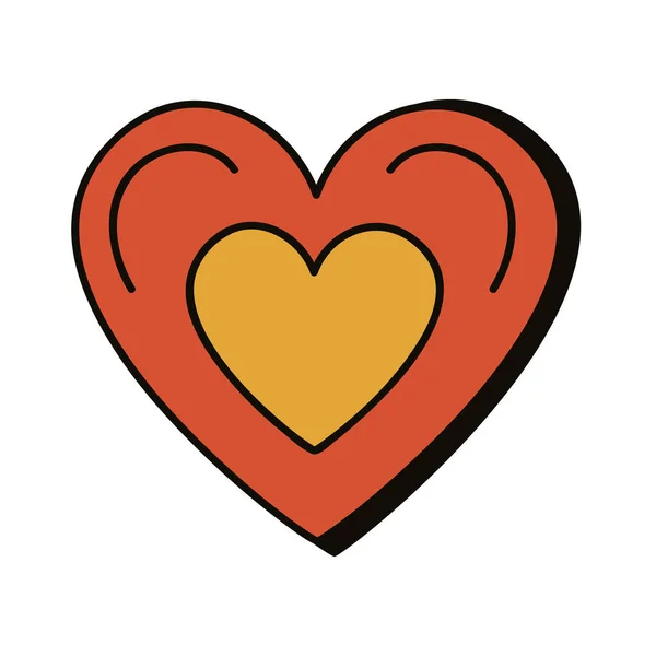 Καρδιά Ρετρό Στυλ Πολύχρωμο Εικονίδιο — Διανυσματικό Αρχείο