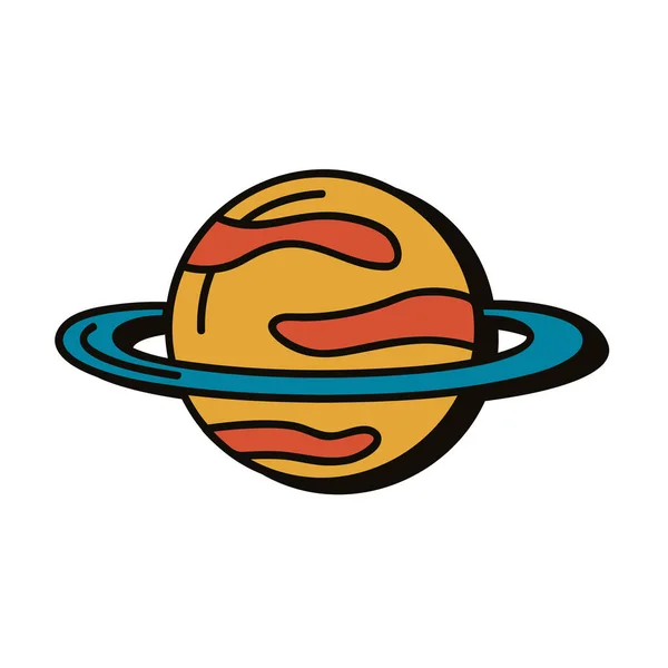 Saturn Retro Style Colorful Icon — Stock Vector