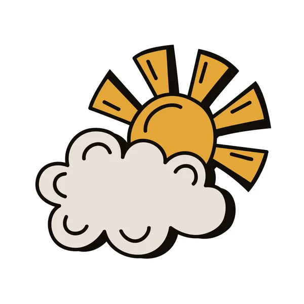 Sonne Und Wolken Retro Stil — Stockvektor