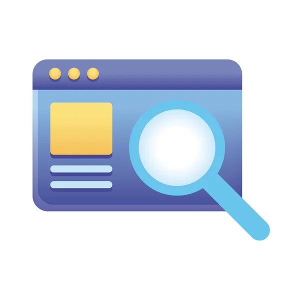 Website Template Magnifying Glass Icon — Stock Vector